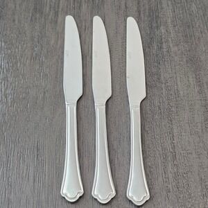Towle Everyday Stainless Steel Butter Dinner Knife Set 3 Silver Scalloped Edge